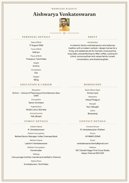 Classic Border biodata design preview
