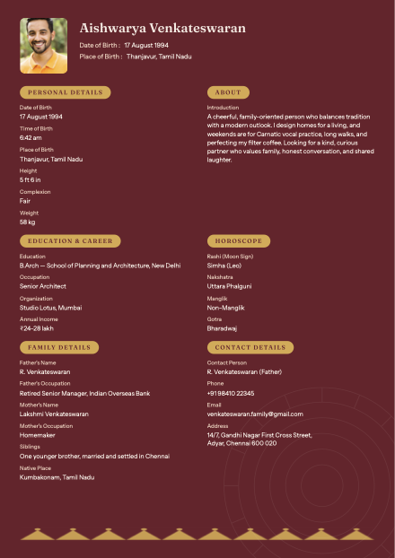 Maharani Jewel biodata design preview