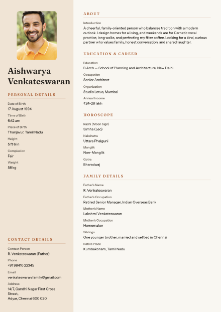 Modern Ivory biodata design preview